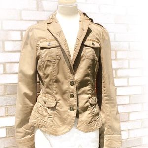 WHBM Jacket Khaki Silver Buttons Cotton Blend Sz10